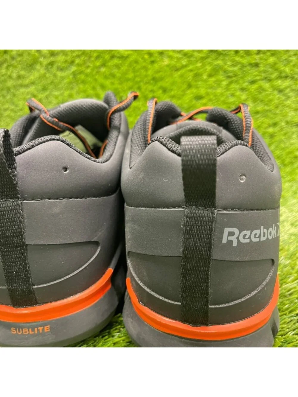 Reebok Sublite Cushion Men Size 11E Black Orange Composite Toe Safety Work Shoes